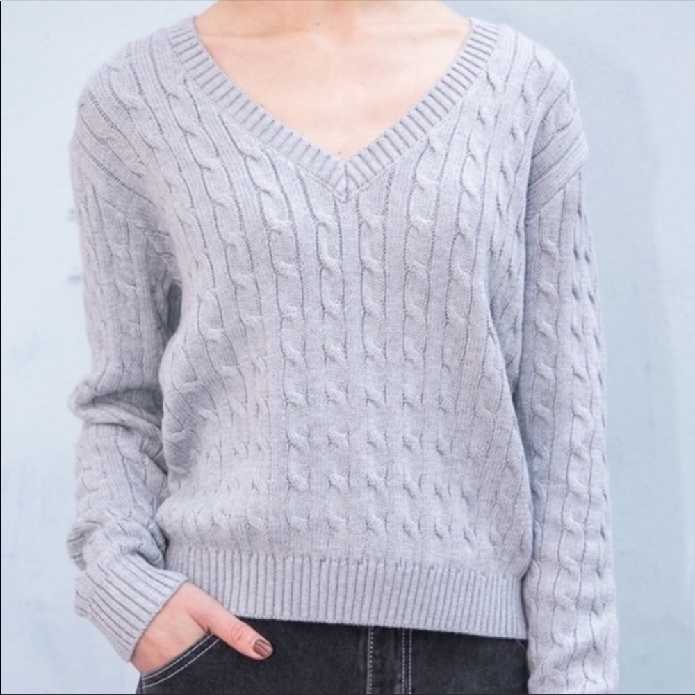 Brandy Melville Cable Knit V-neck Sweater